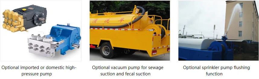High pressure cleaning truck Optional configuration High pressure cleaning truck Optional configuration