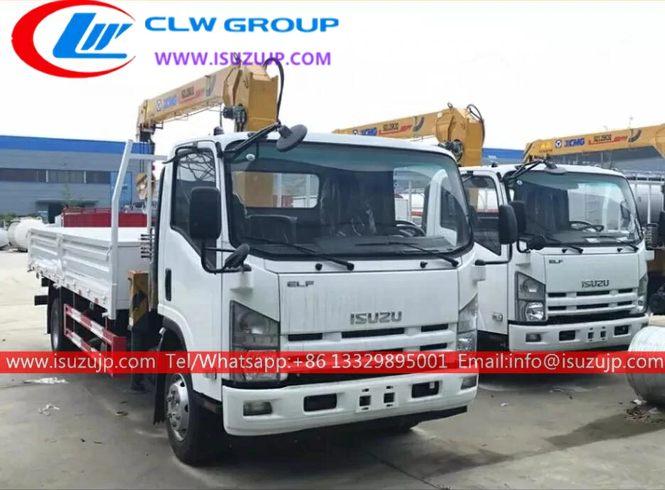 ISUZU ELF Double cabin 3000kg crane truck delivery ISUZU ELF Double cabin 3000kg crane truck delivery