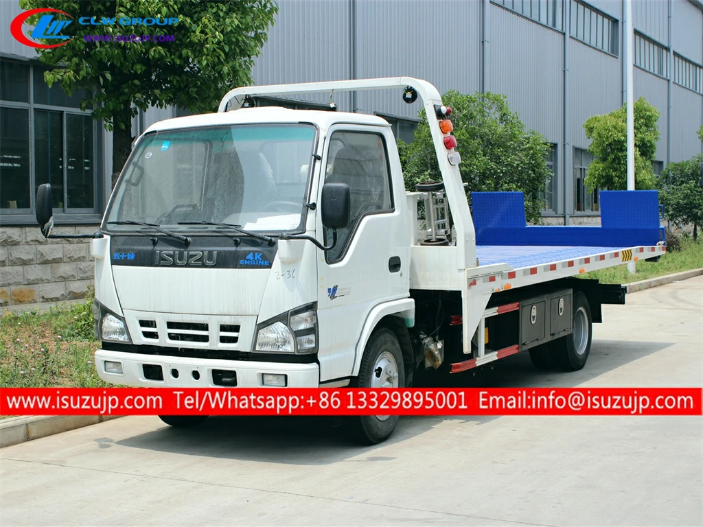Japanese Isuzu 4t tilt slide car recovery tow truck towing accident car Demonstration video