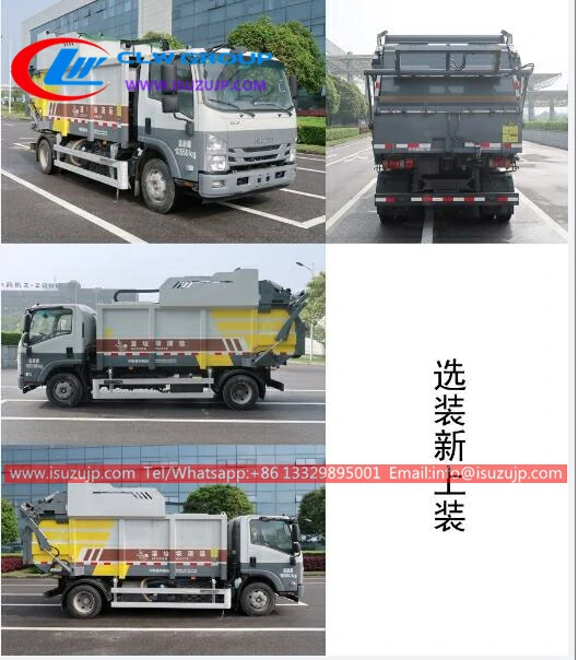 ISUZU NPR 8m3 rear loader garbage truck for sale in Oman