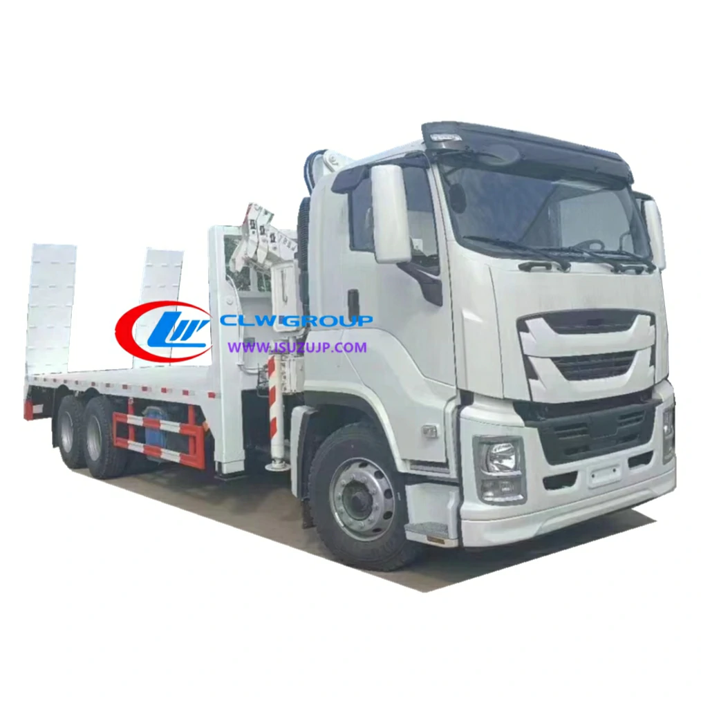 10 wheel Isuzu flatbed truck with knuckle boom for sale 10 wheel Isuzu flatbed truck with knuckle boom for sale