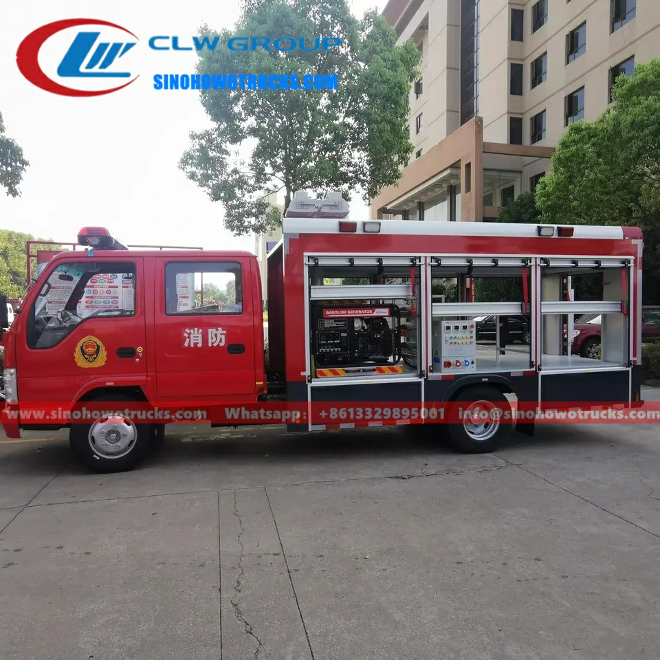ISUZU small Emergency Rescue pumper fire truck with 3Tons Crane and Winch Cambodia ISUZU small Emergency Rescue pumper fire truck with 3Tons Crane and Winch Cambodia